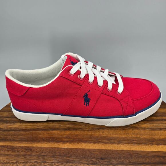 mens shoes ralph lauren shoes red Polo Ralph Lauren Shoes Men's 11 D Red Canvas Lace Up Low Top